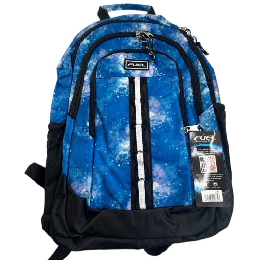 Fuel Sport Shock Backpack Blue Galaxy Nebula Print Laptop Pocket GX5 110481 NWT